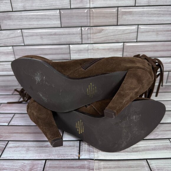 Colin Stuart Women's Brown Suede Fringe Ankle Heeled Boots Shoe Size 11 - Picture 5 of 5